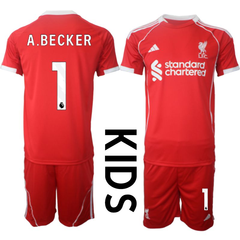 Youth 2025-2026 Season Club Liverpool home red #1 Soccer Jersey->customized soccer jersey->Custom Jersey